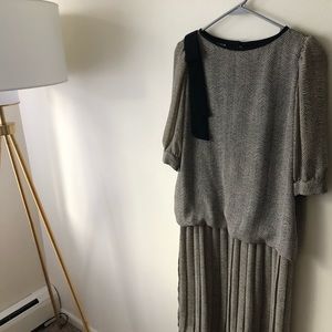 Virgo II vintage houndstooth pleat drop waisted